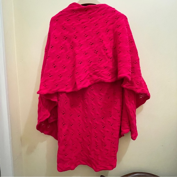 Vertical Design Pink CONVERTIBLE Open knit Cadigan Sweater 100% cotton, Sz M - Picture 3 of 12